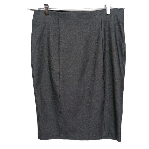 ELLE Grey Pull-On Pencil Skirt Stretch Knit Career Professional Women's Large - Picture 1 of 5